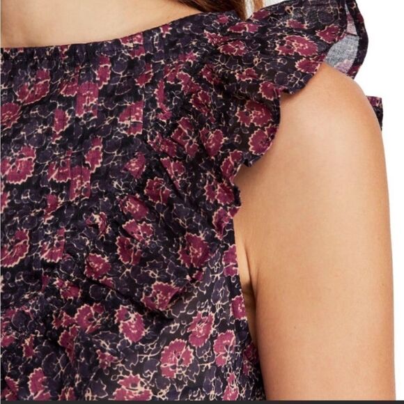 Free People I’m Your Favorite Mini Dress Plum/Purple Combo Size M Smocked Floral - Picture 5 of 8